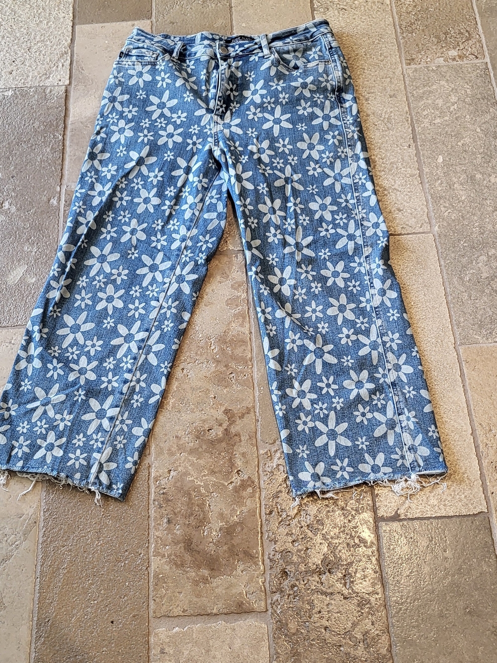 Judy Blue Blue Floral Wide Leg Jeans